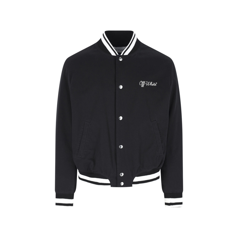 OFF-WHITE Varsity Souvenir Bomber Jacket – Black